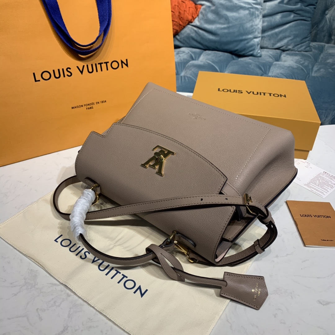 Louis Vuitton LOCKME EVER MM Shoudler Bag M56094 Greige Gray/Beige